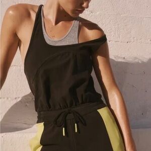 Free people movement new flare flow jumpsuit neon and gray